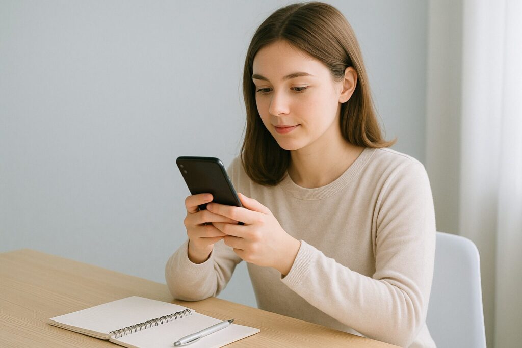 電話占いで失敗しないための対策を考えている女性。