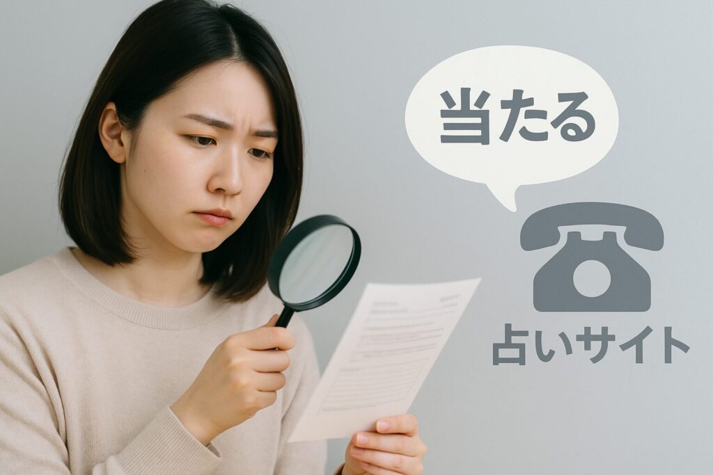 当たる電話占いサイトを吟味している女性。