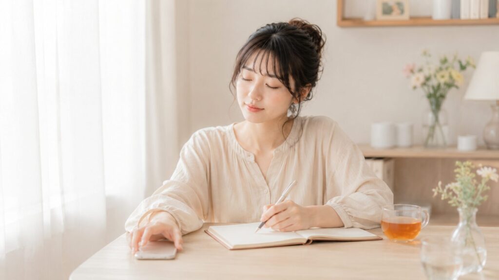 電話占いの対策を終えた女性