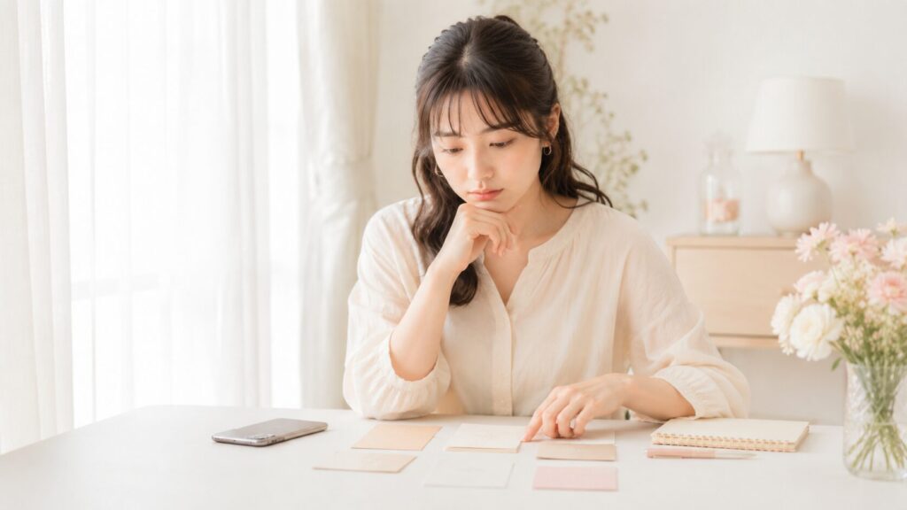 電話占いをやめようか悩んでいる女性
